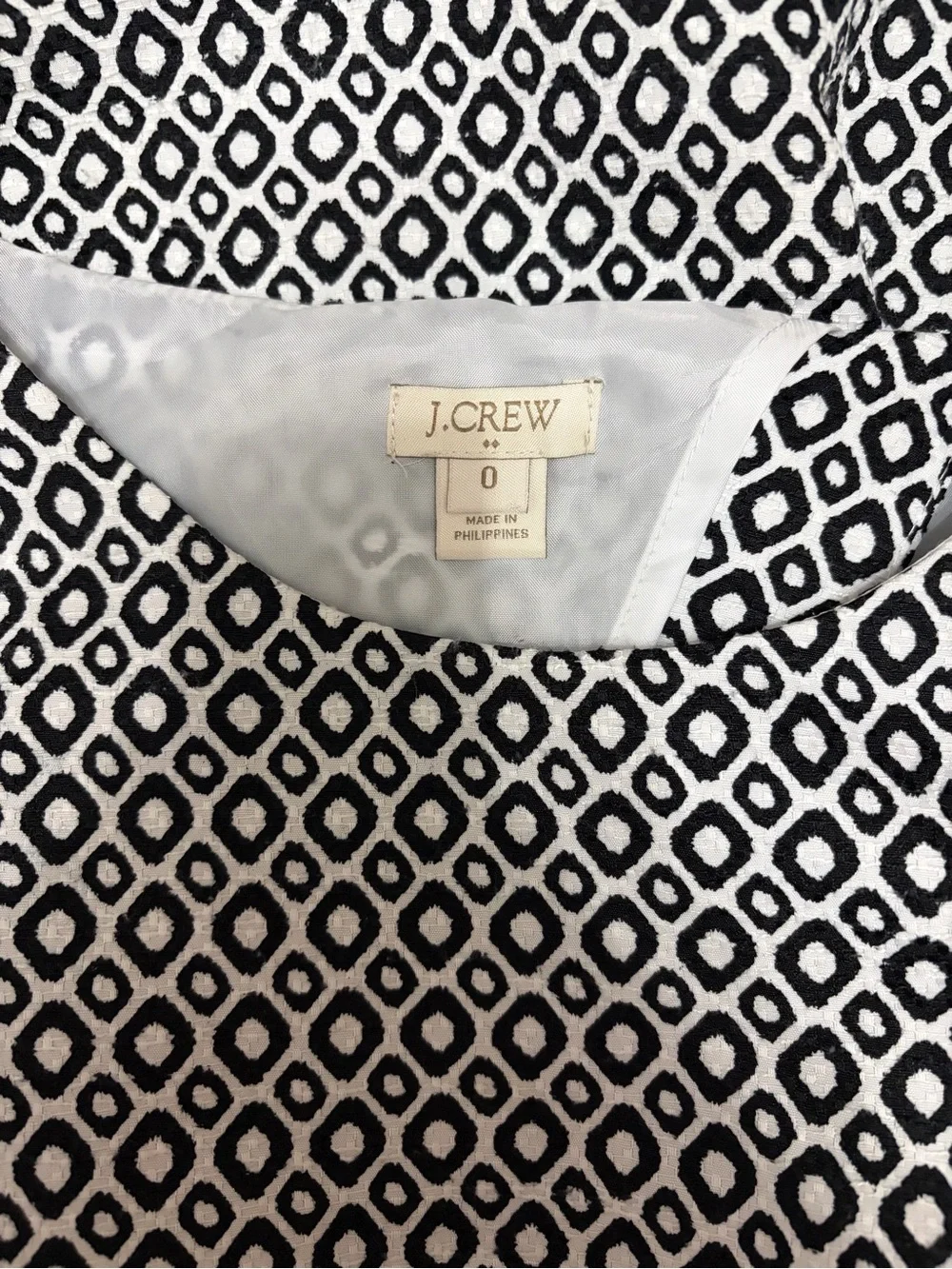 J. Crew Black and White Geometric Backless Dress size 0 with side zipper cute